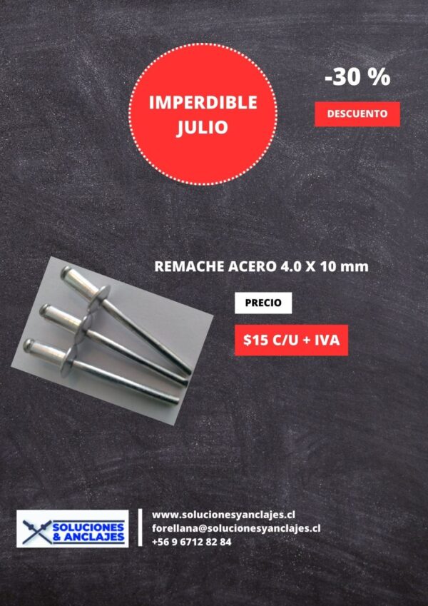 Oferta remache acero 4.0x10 mm