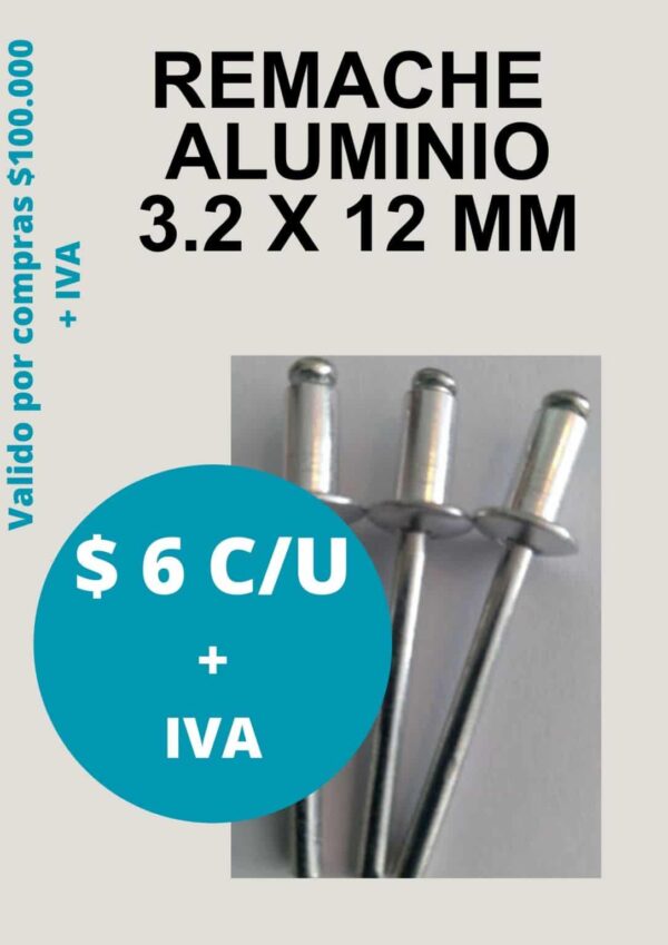 Oferta de remache aluminio 3.2x12 mm