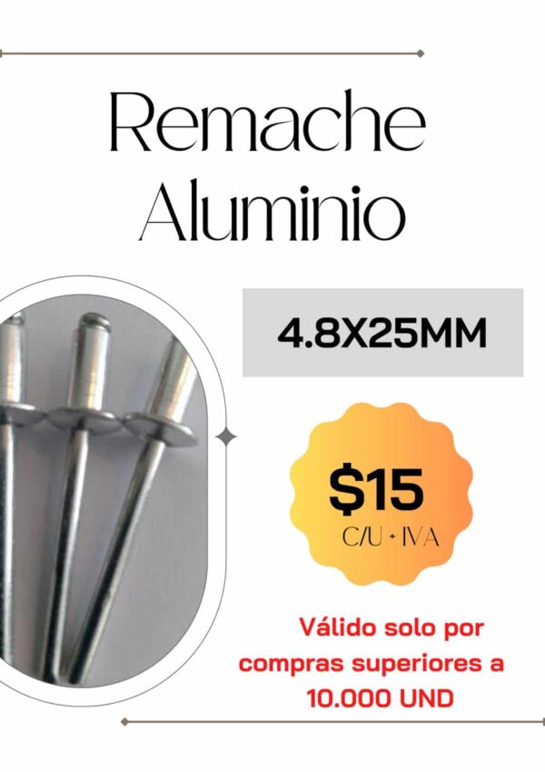 Oferta de remache aluminio 4.8x25 mm