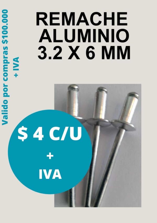 Oferta de remache aluminio 3.2x6 mm