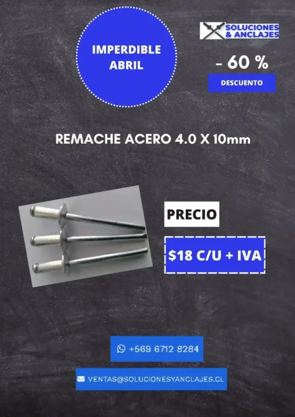 Oferta de remache acero 4.0x10 mm