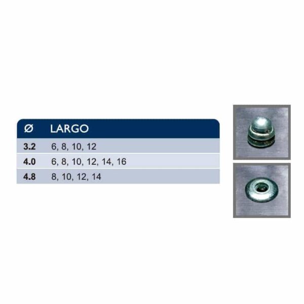 Especificaciones sobre las medidas del Remache Multigrip